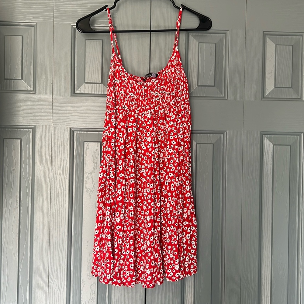 Red floral babydoll dress